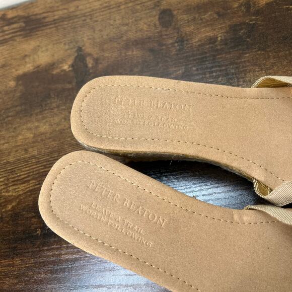 Peter Beaton Nantucket Wedge Sandals 7.5 Espadrille Slip On Open Toe Canvas Chic - Picture 6 of 11
